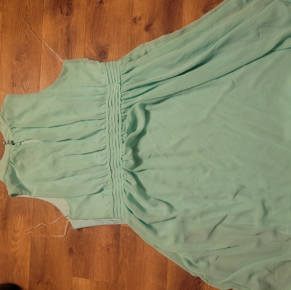 Mint Chiffon High Neck Sleeveless Dress - Picture 2 of 5